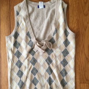 J.Crew cashmere argyle bowtie vest S
